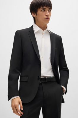Extra-slim-fit suit in a wool blend, Black