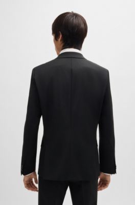 Extra-slim-fit suit in a wool blend, Black