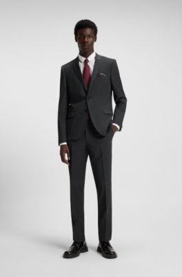 Extra-slim-fit suit in a wool blend, Dark Grey