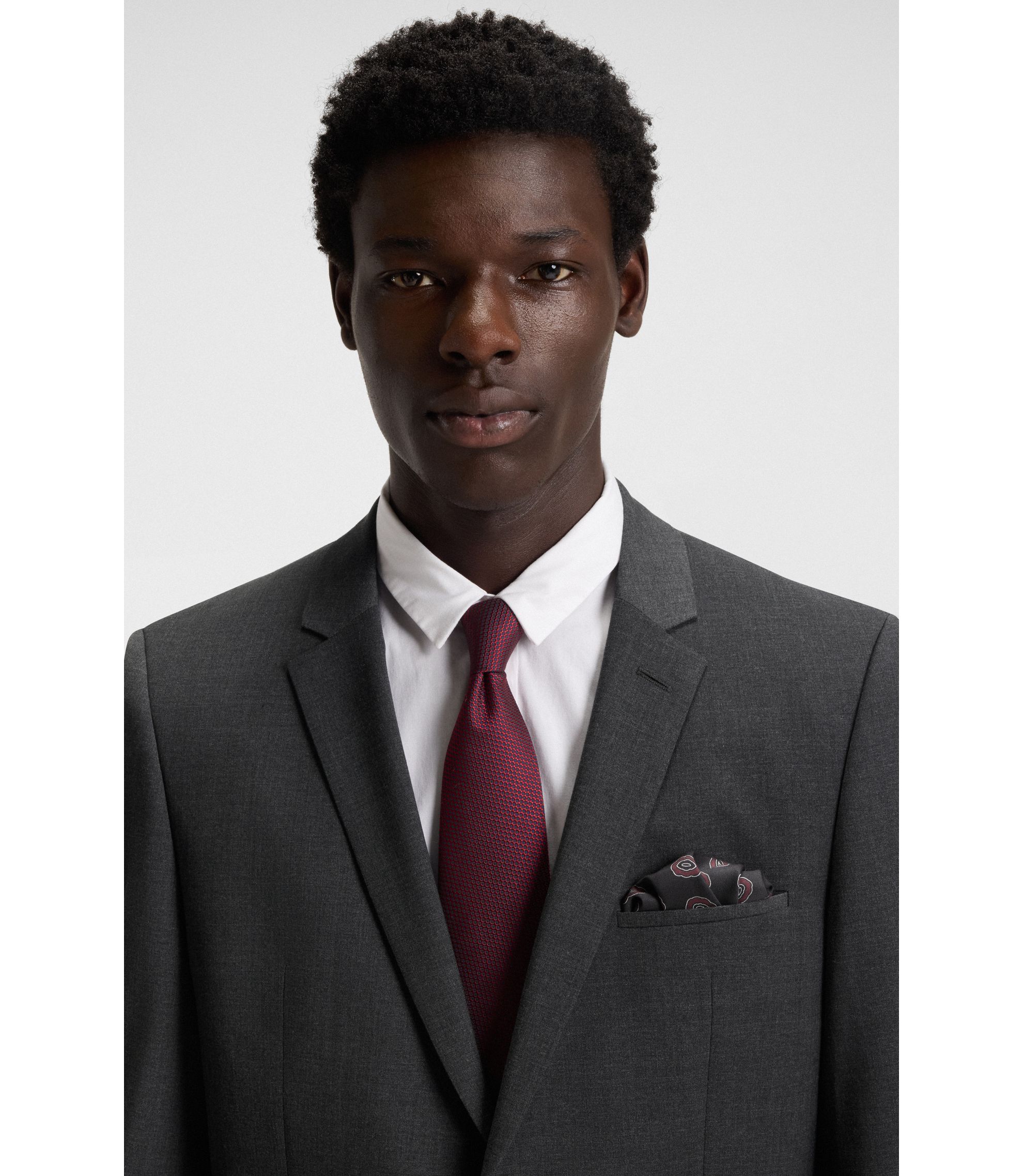 【セール】BOSS ヒューゴボス ヴァージンウールブレンド素材 立体織柄スーツ HUGO BOSS (ヒューゴボス) ストレッチ シングル 2ツ釦 スーツ