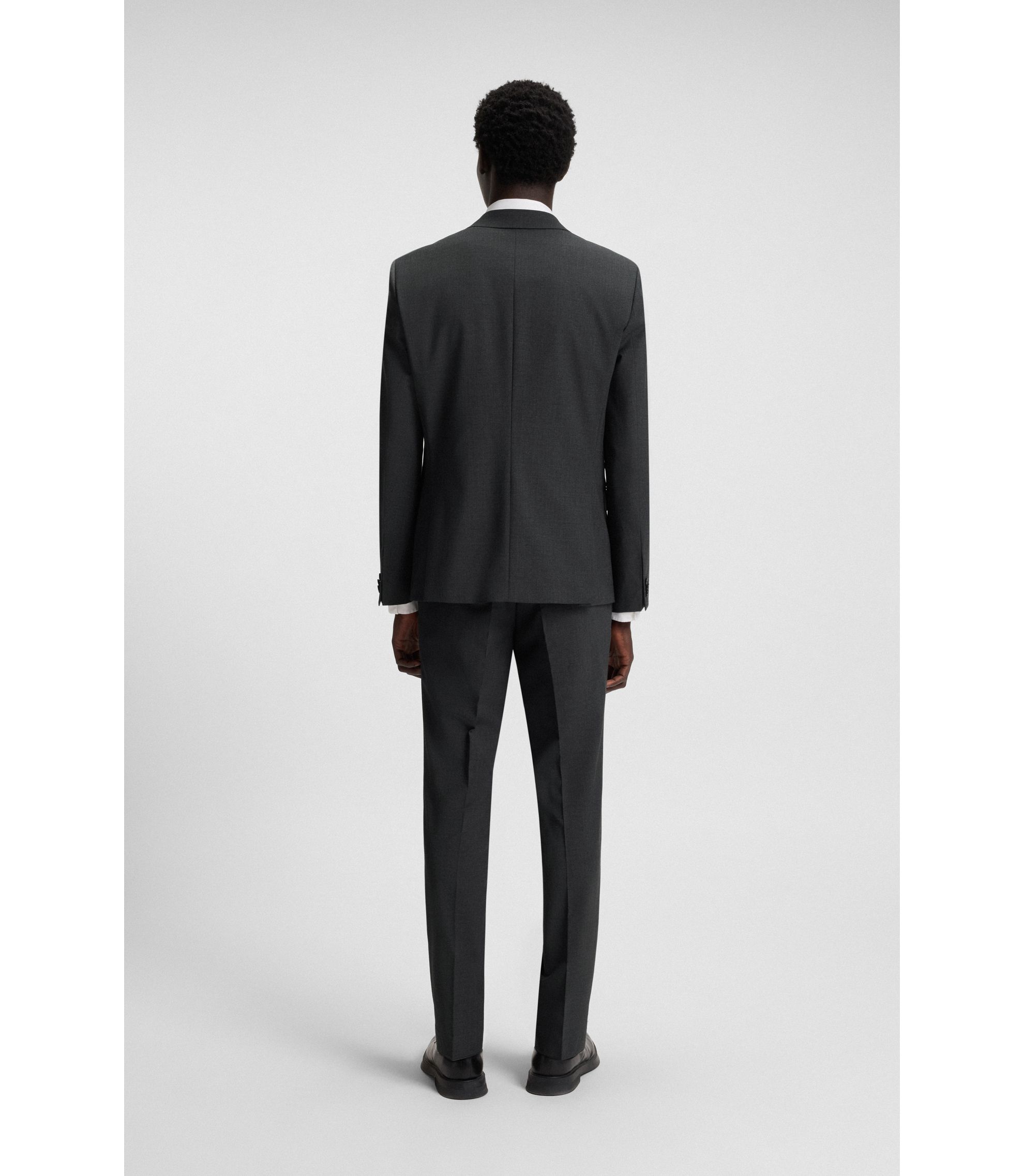 【新品未使用】HUGO エクストラスリムフィットブラックスーツ　サイズ44 BOSS - Micro-patterned slim-fit suit in virgin wool - Dark Blue