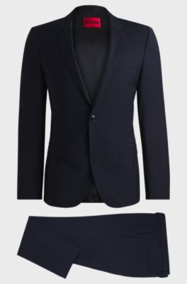 Extra-slim-fit suit in a wool blend, Dark Blue