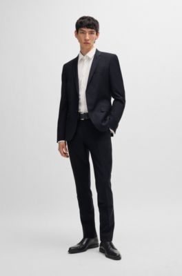 Extra-slim-fit suit in a wool blend, Dark Blue