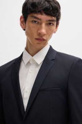 Extra-slim-fit suit in a wool blend, Dark Blue