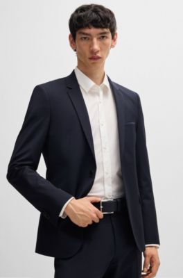Extra-slim-fit suit in a wool blend, Dark Blue
