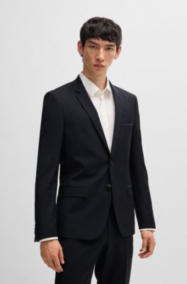 Extra-slim-fit suit in a wool blend, Dark Blue