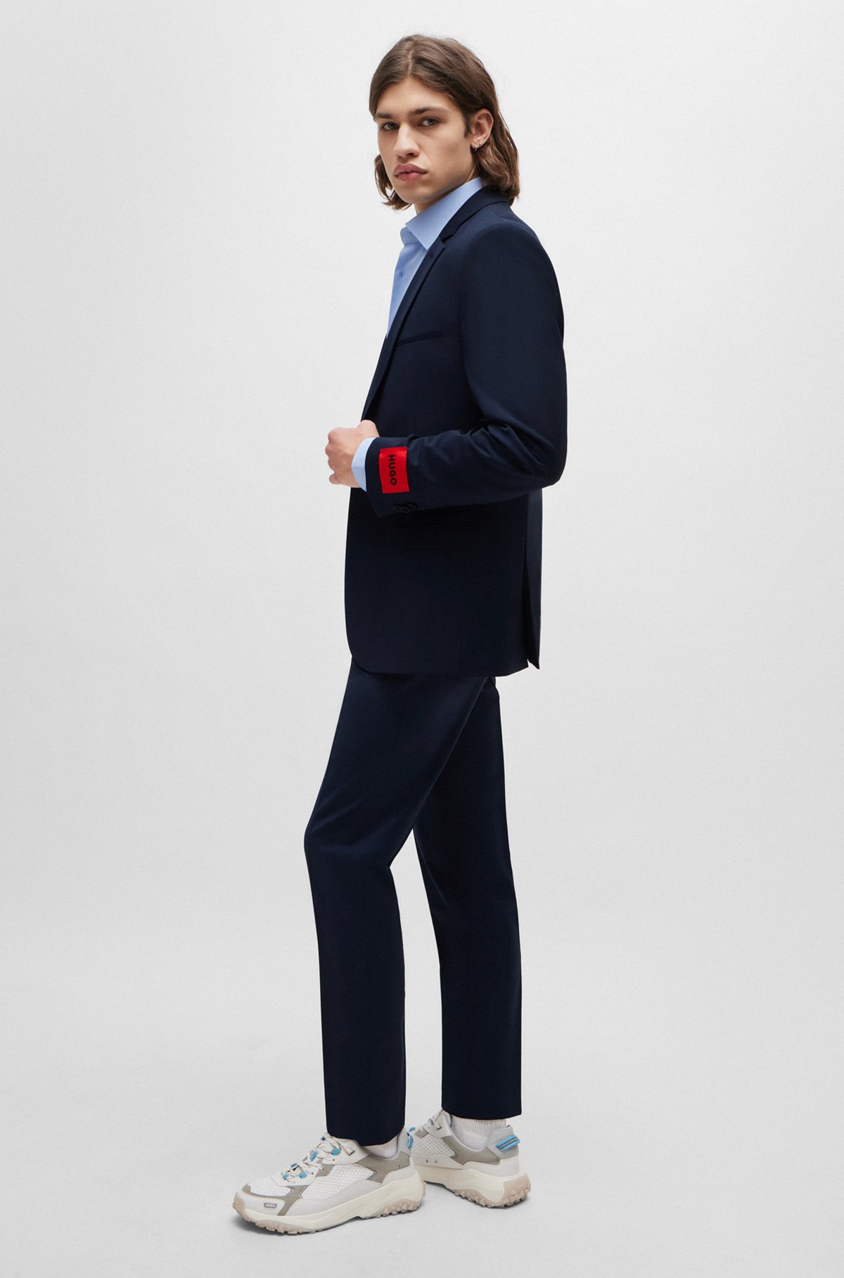 Extra-slim-fit suit in a performance-stretch blend, Dark Blue