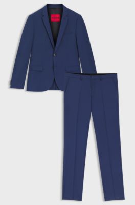 Fato de ajuste extra-slim em mistura de l&atilde;, Light Blue