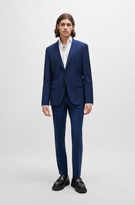 Extra Slim-Fit Anzug aus besonders elastischem Woll-Mix, Hellblau