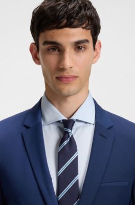 Abito extra slim fit in misto lana, Celeste