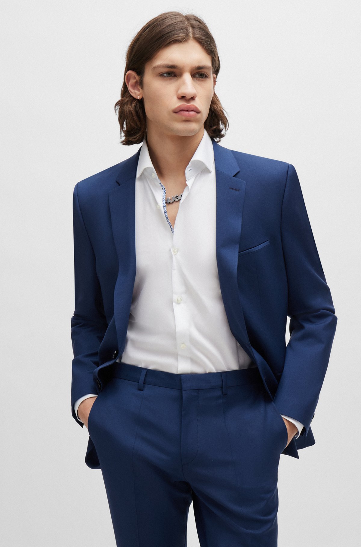 Extra-slim-fit suit in a performance-stretch blend, Light Blue
