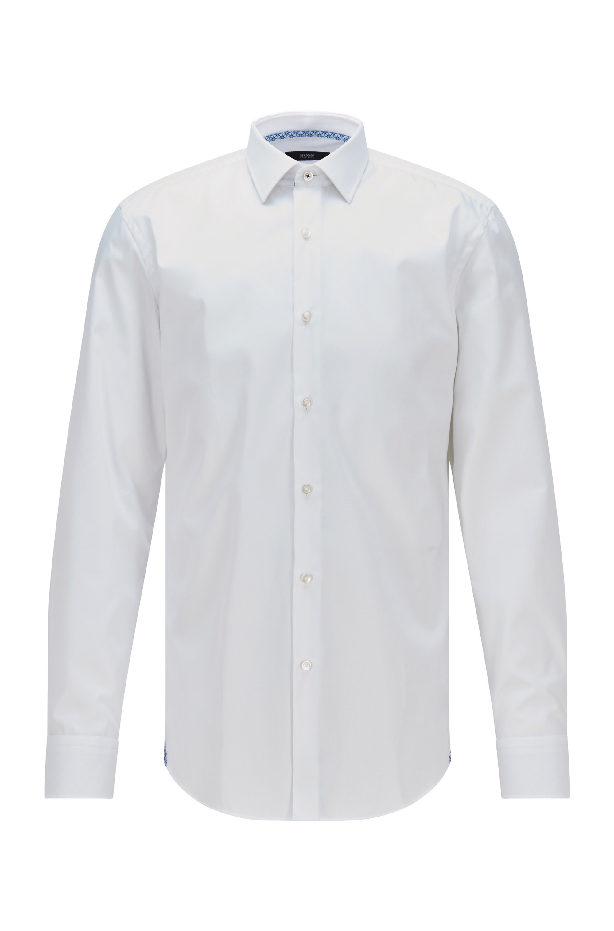 Camicia regular fit in popeline di cotone facile da stirare, Bianco