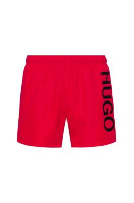 red hugo boss swim shorts