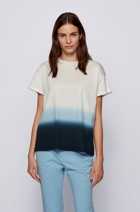 Dip-dyed relaxed-fit T-shirt in cotton jersey, Patterned