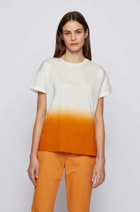 Dip-dyed relaxed-fit T-shirt in cotton jersey, Patterned