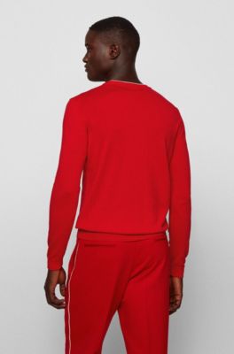 red hugo boss jumper