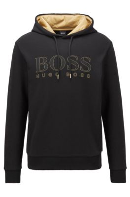 BOSS - Sweatshirt with gold-tone hood 