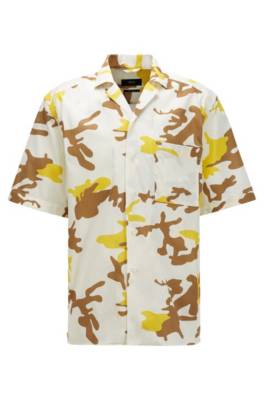 Chemise Relaxed Fit en popeline de coton italien à imprimé camouflage