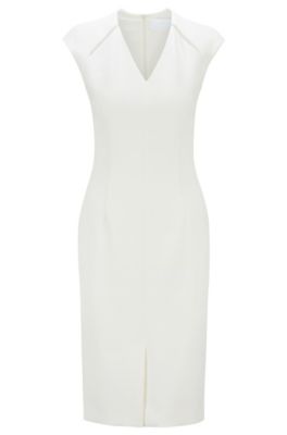 BOSS - V-neck shift dress with cut-out 