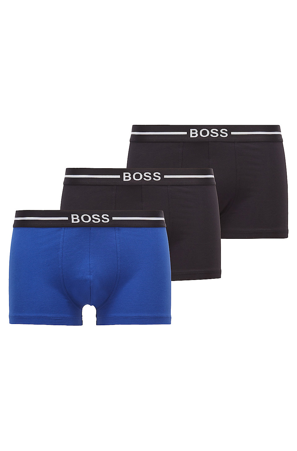 BOSS - Three-pack of trunks in organic cotton with stretch