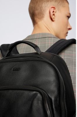 BOSS - Smooth-leather backpack with 