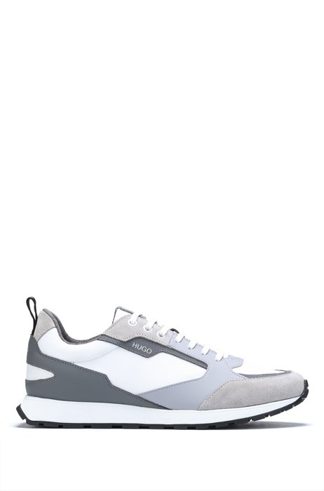 Retro-inspired trainers with suede and mesh details, White