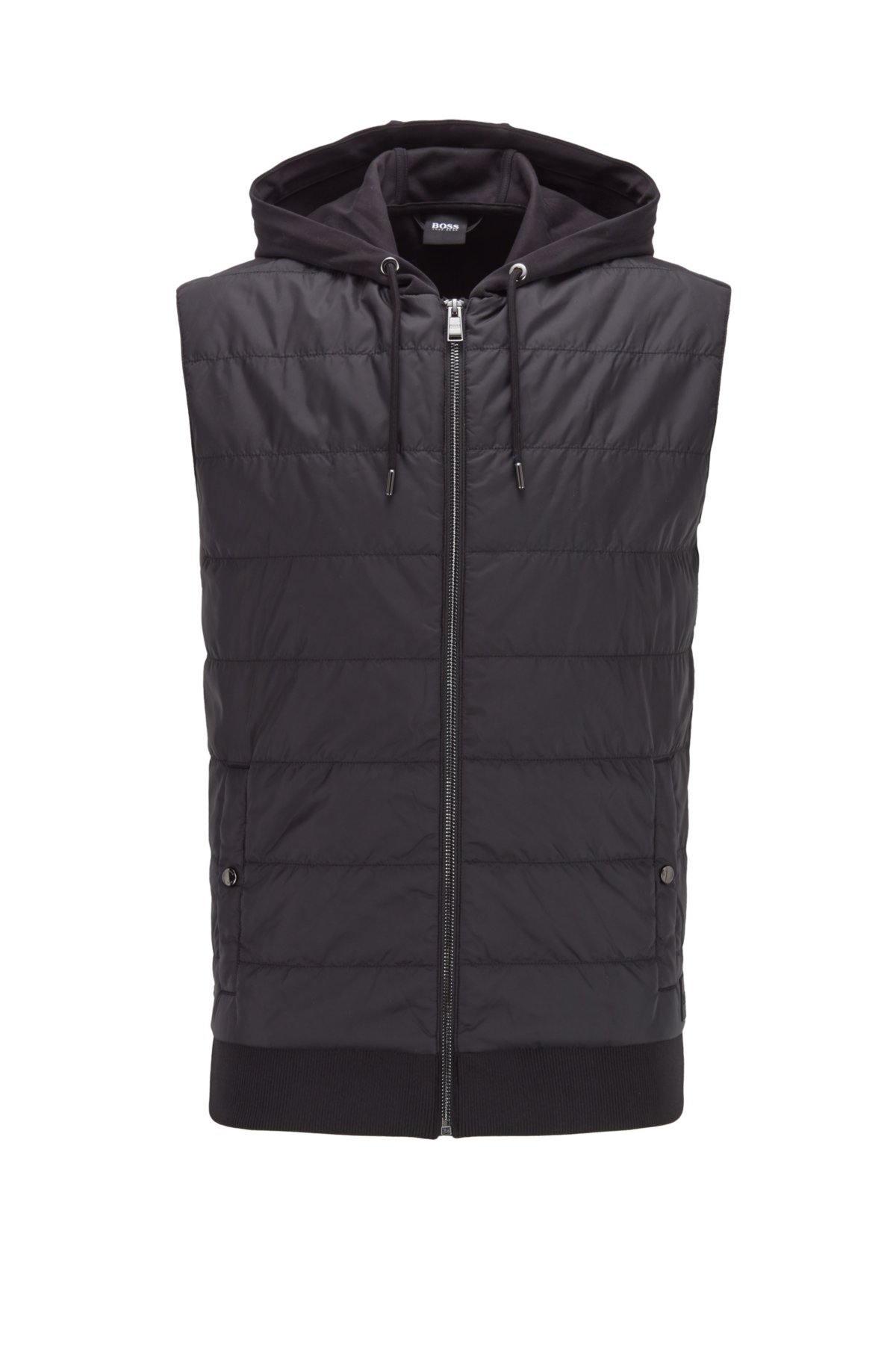 kamp erosie mooi BOSS - Hooded gilet with quilted-nylon front panel