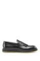 Loafers in polido leather with fringed trim, Black