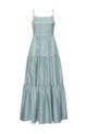 Tiered maxi dress in a paper-touch cotton blend, Light Green