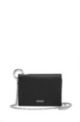 Card holder in leather with detachable chain strap, Black