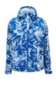 Regular-fit water-repellent jacket with statement print, Blue Patterned