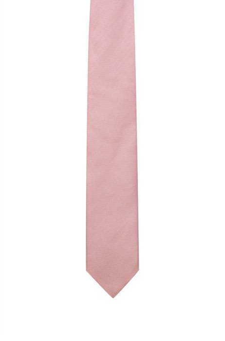 Italian-made tie in silk jacquard, light pink