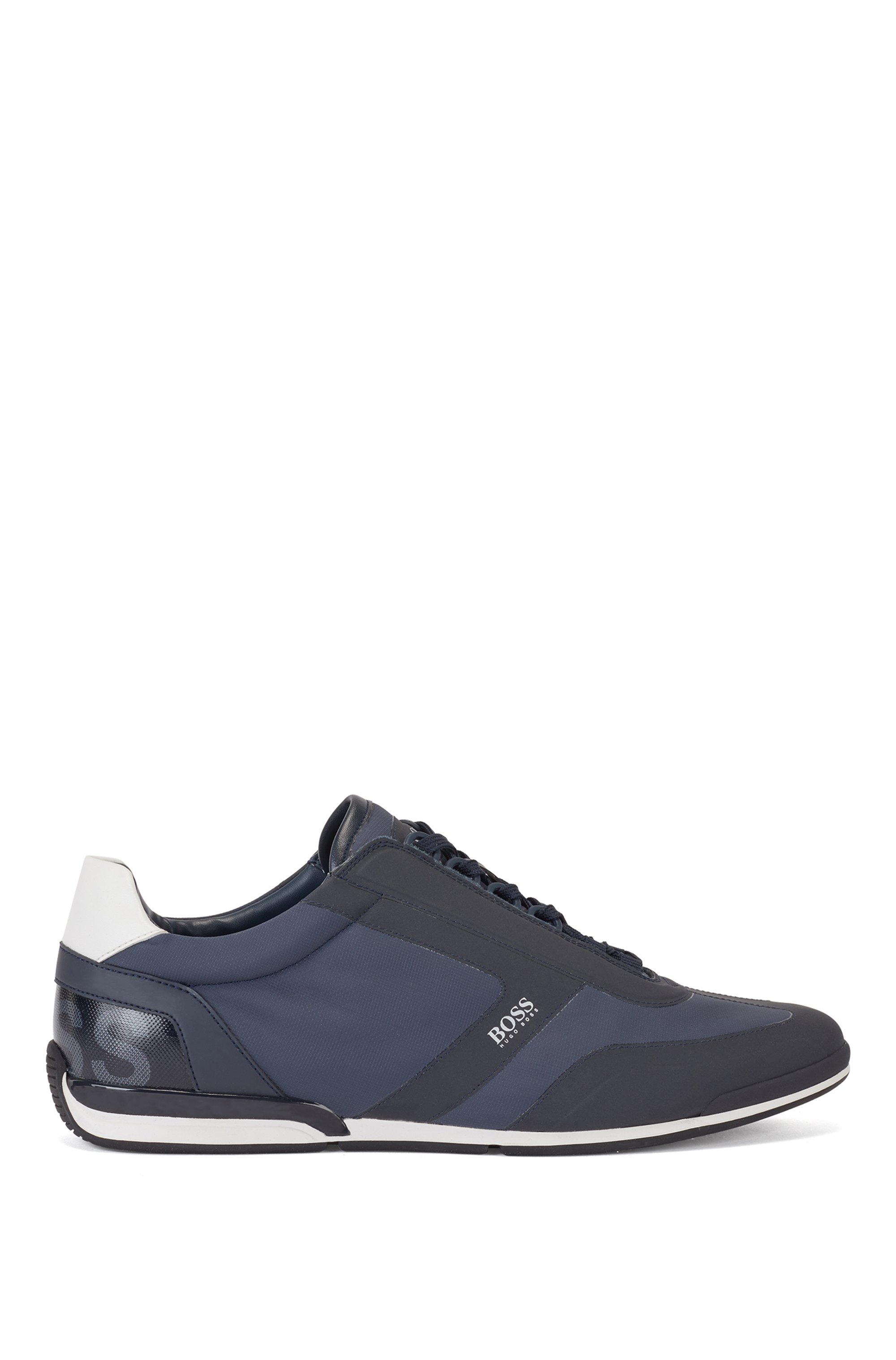 Low-top trainers with thermo-bonded trim, Dark Blue
