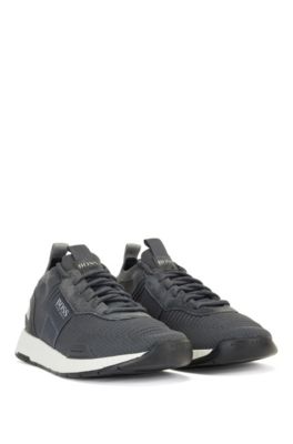 HUGO BOSS GREEN Lace-up with knitted uppers  Extreme Runn knit In 050 Grey 