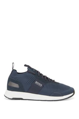 hugo boss blue leather trainers