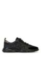 Low-top trainers with honeycomb mesh and logo details, Black
