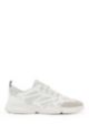 Low-top trainers with honeycomb mesh and logo details, White