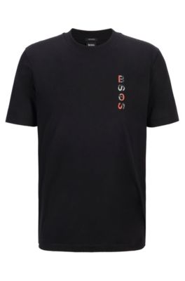 BOSS - Mercerised-cotton T-shirt with 