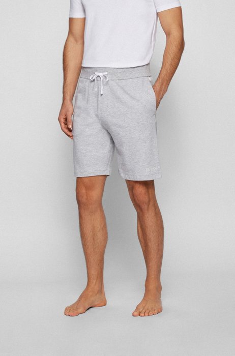 Loungewear shorts in cotton with contrast tape and logo, Grey