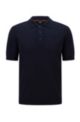 Regular-fit polo sweater with logo transfer, Dark Blue