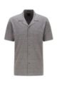Slim-fit short-sleeved shirt in melange jersey, Dark Grey