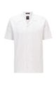 Slim-fit short-sleeved shirt in melange jersey, White