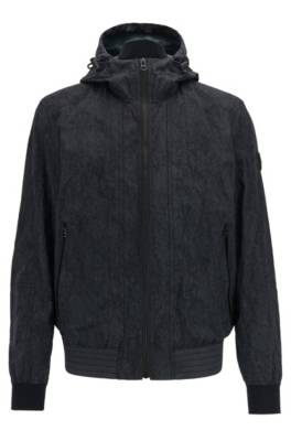 Veste à capuche déperlante à imprimé effet froissé