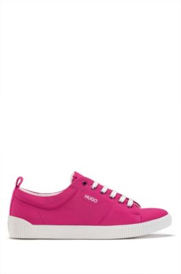 HUGO - Tennis-style trainers in matte fabric with logo details
