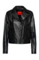 Grained-leather biker jacket in Olivenleder®, Black