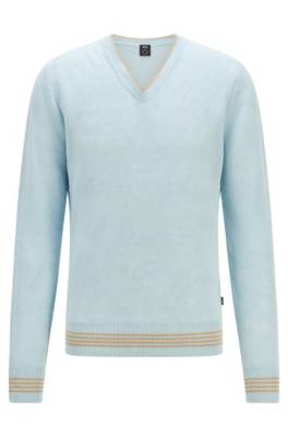 Pull Regular Fit en chanvre mélangé à col V