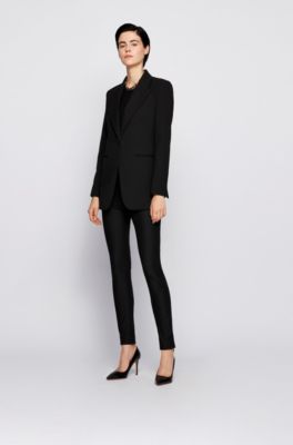 high waisted slim black trousers