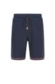 Regular-fit shorts in stretch jersey with logo hems, Dark Blue