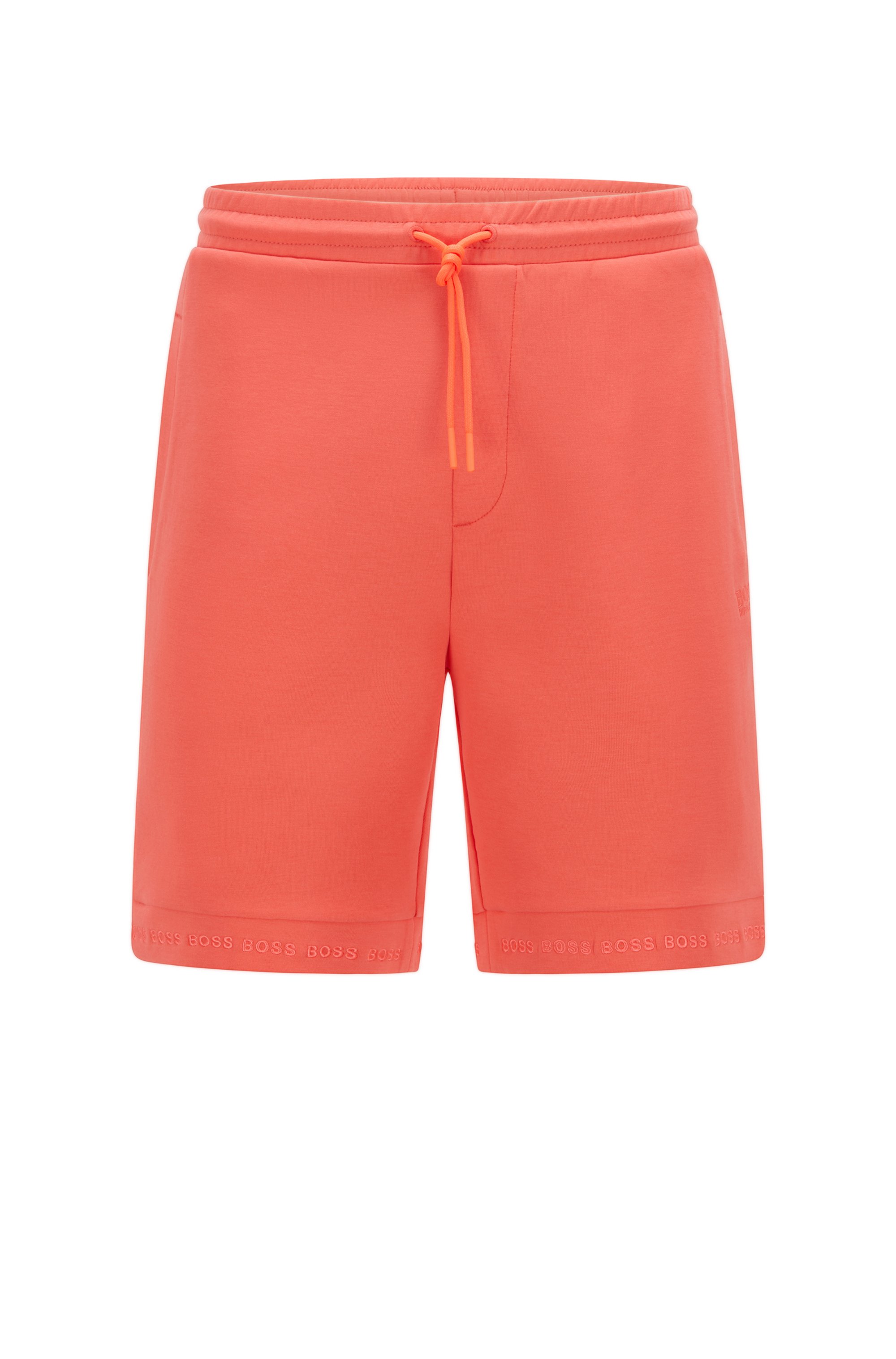 Shorts regular fit en punto elástico con logo en los bajos, Rojo claro