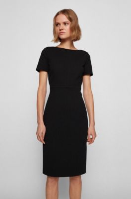 BOSS - Kleid aus Stretch-Jersey mit durchgehendem Reißverschluss hinten
